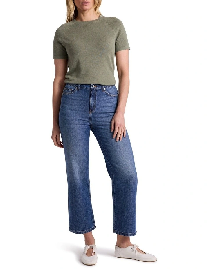 Goldie Crop Jean in Mid Wash image 1