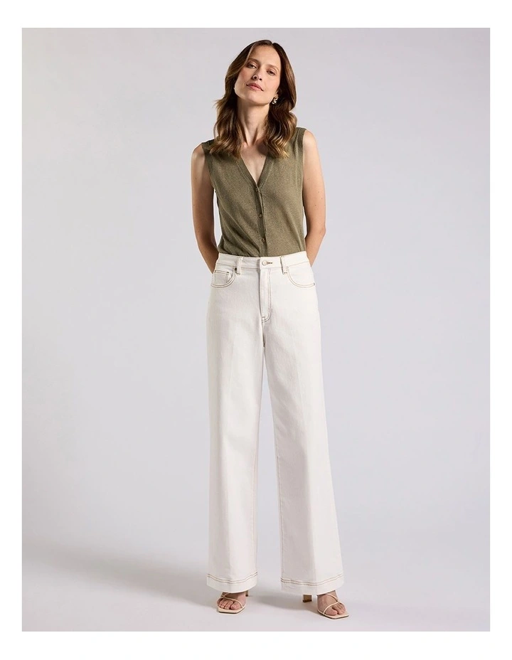 Zola Wide Leg Jean in White image 1