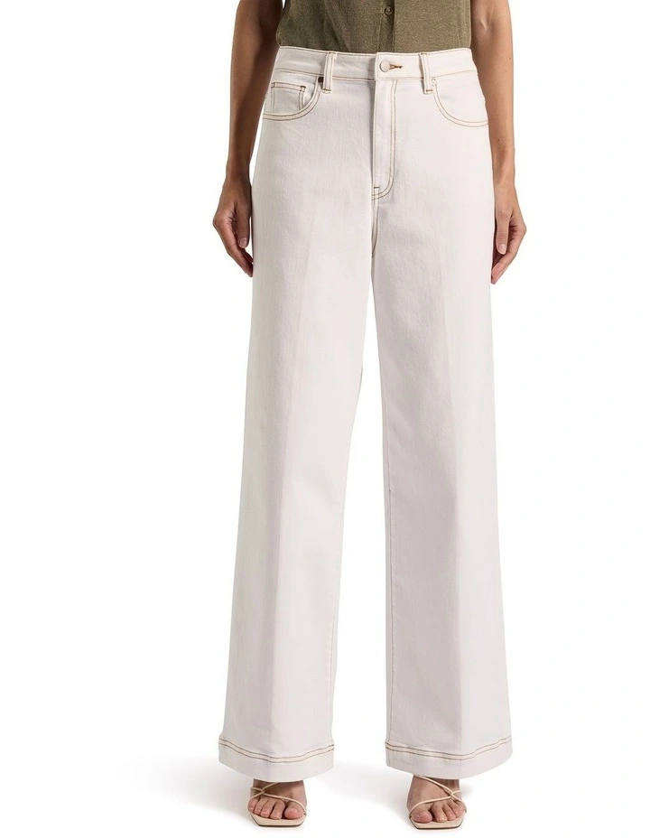 Zola Wide Leg Jean in White image 2
