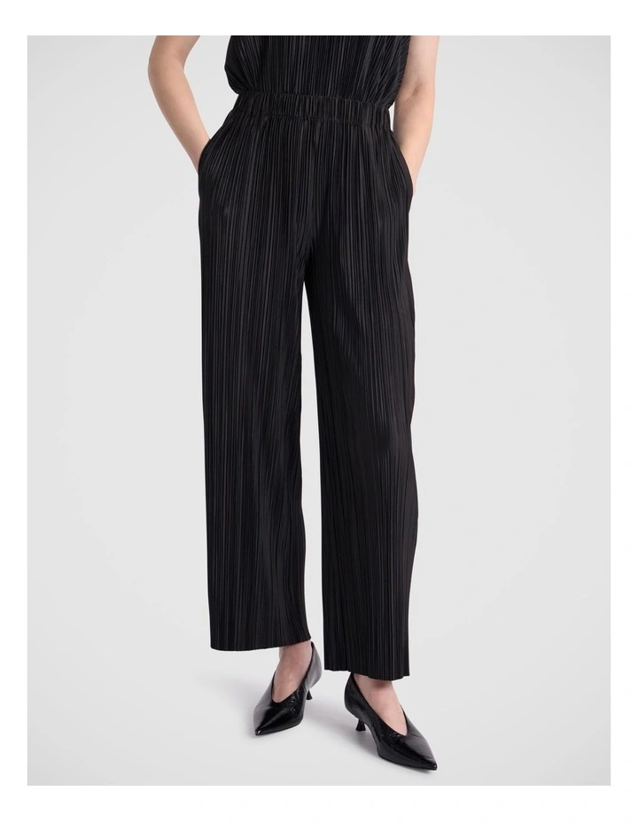 Tauri Pleat Jersey Pant in Black image 1