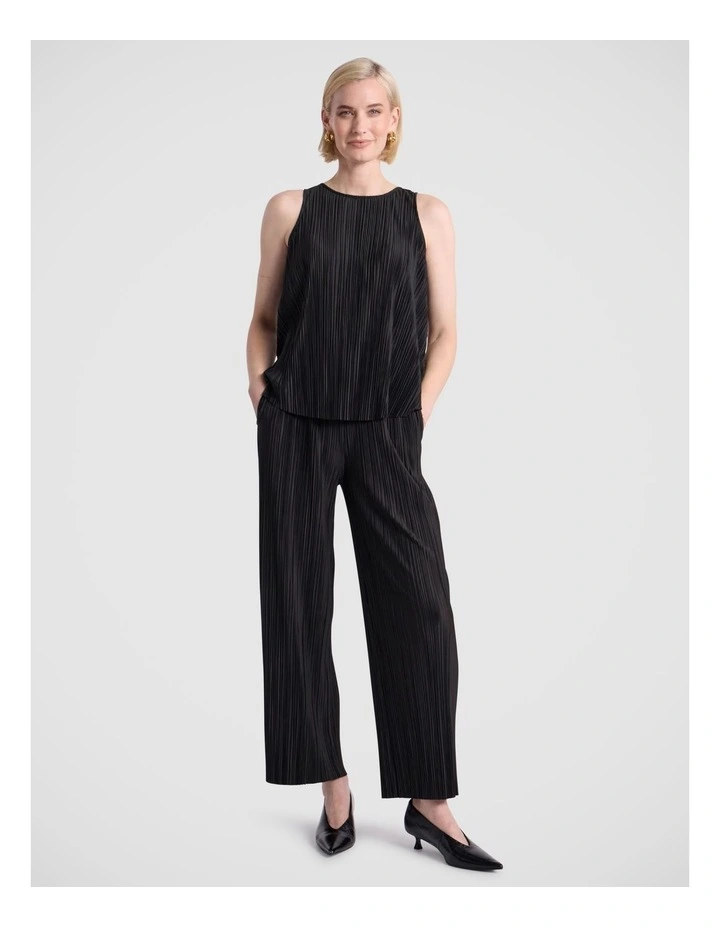 Tauri Pleat Jersey Pant in Black image 1
