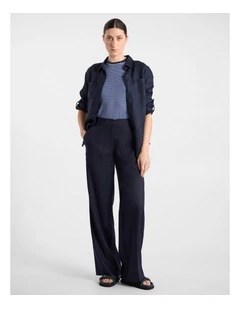 Josie Linen Blend Pant in Navy