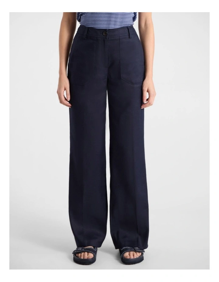 Josie Linen Blend Pant in Navy image 2