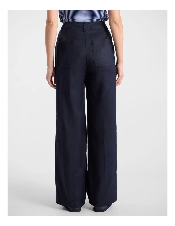 Josie Linen Blend Pant in Navy image 3