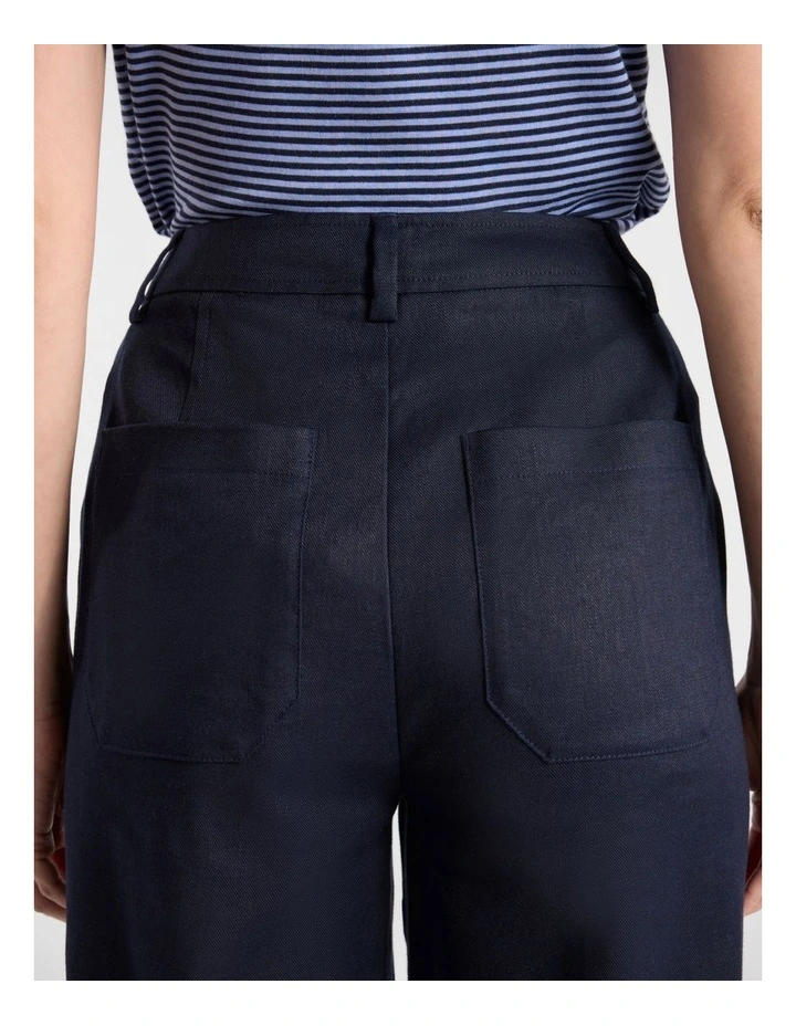 Josie Linen Blend Pant in Navy image 4