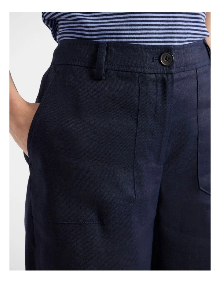 Josie Linen Blend Pant in Navy image 5