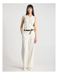 Josie Linen Blend Pant in Ivory