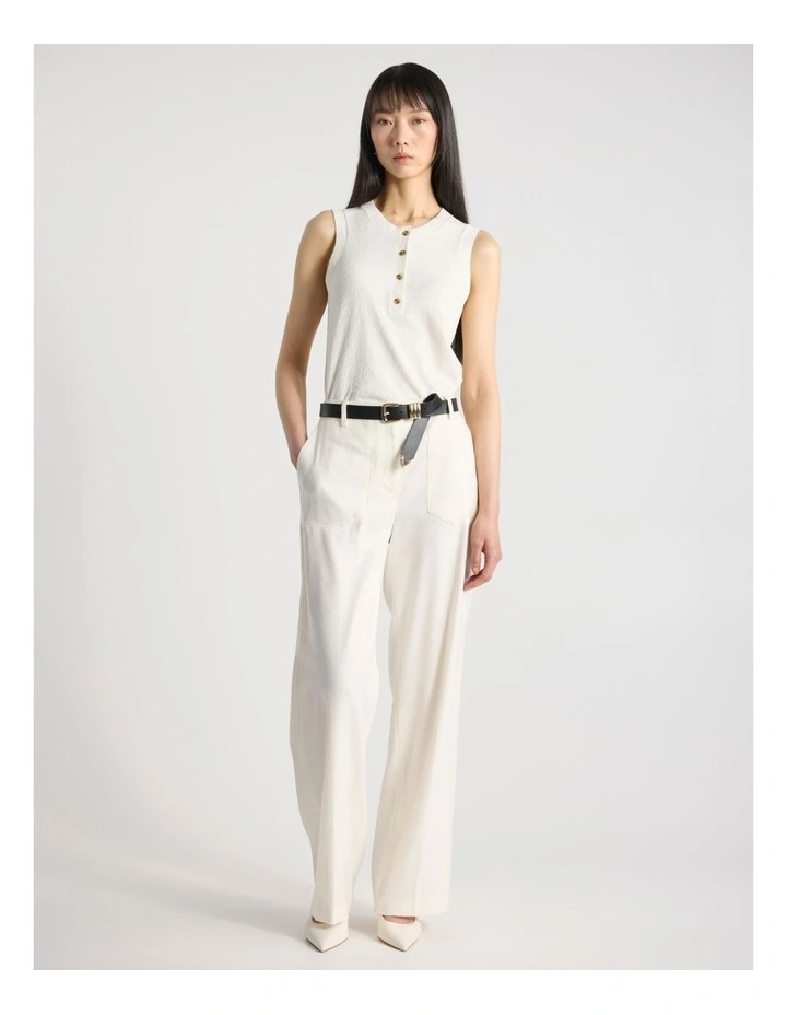Josie Linen Blend Pant in Ivory image 1