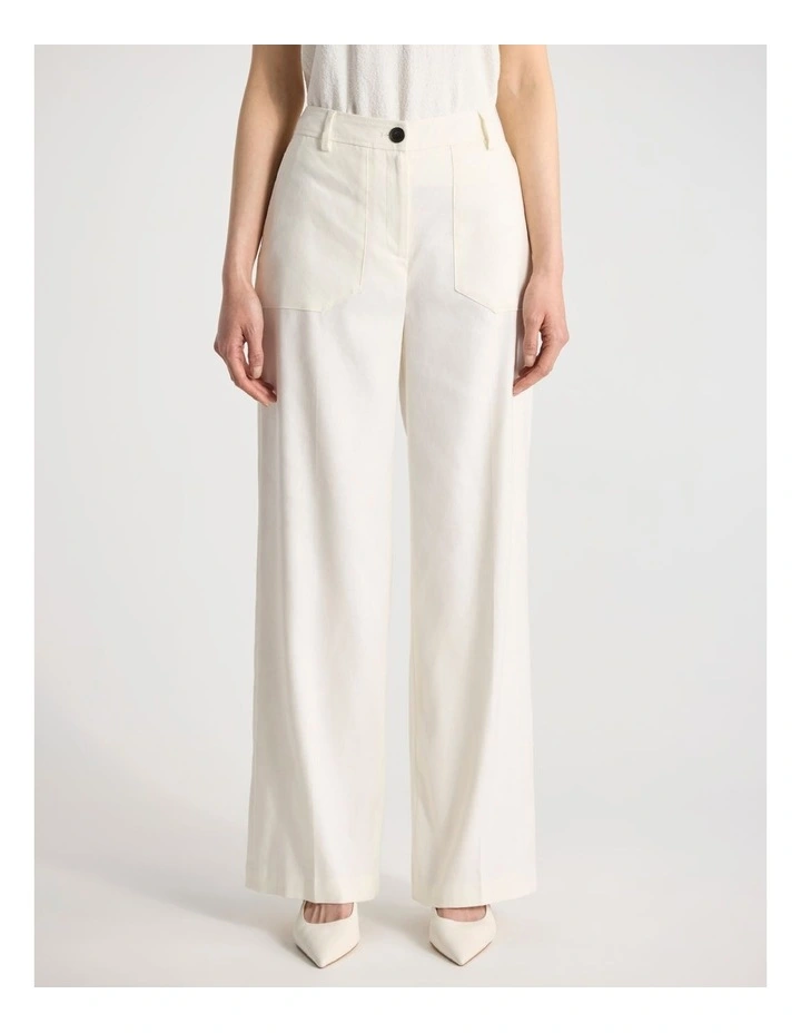 Josie Linen Blend Pant in Ivory image 2
