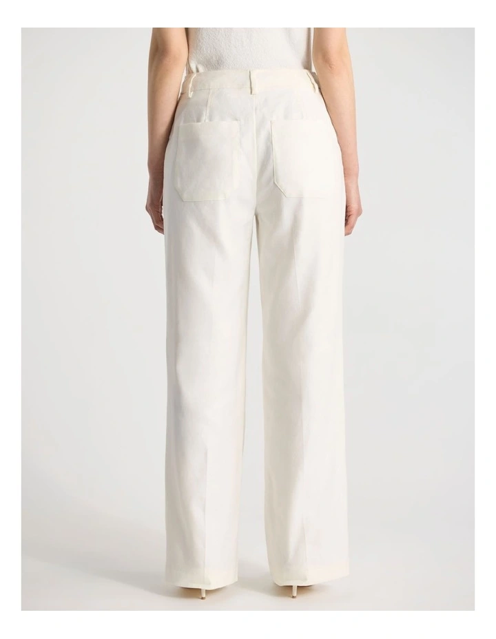 Josie Linen Blend Pant in Ivory image 3