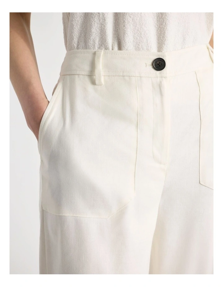 Josie Linen Blend Pant in Ivory image 4