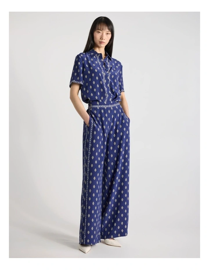 Aggie Wide Leg Pant in Blue Multi image 1