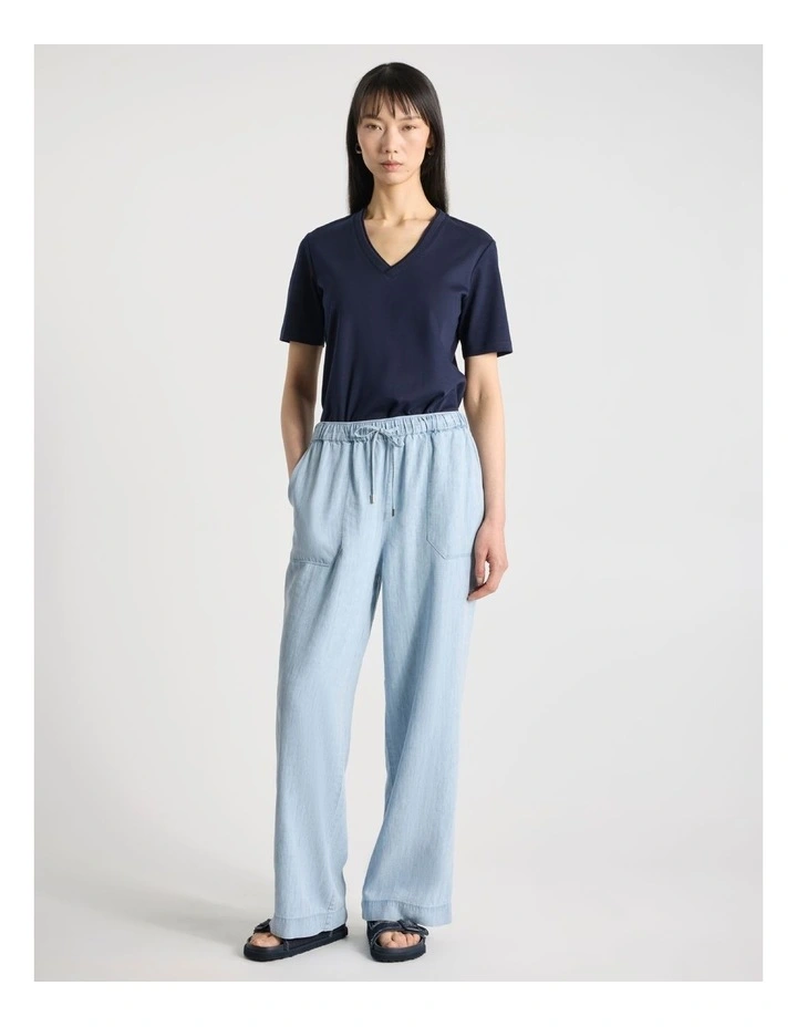 Monroe Linen Blend Pant in Washed Blue image 1