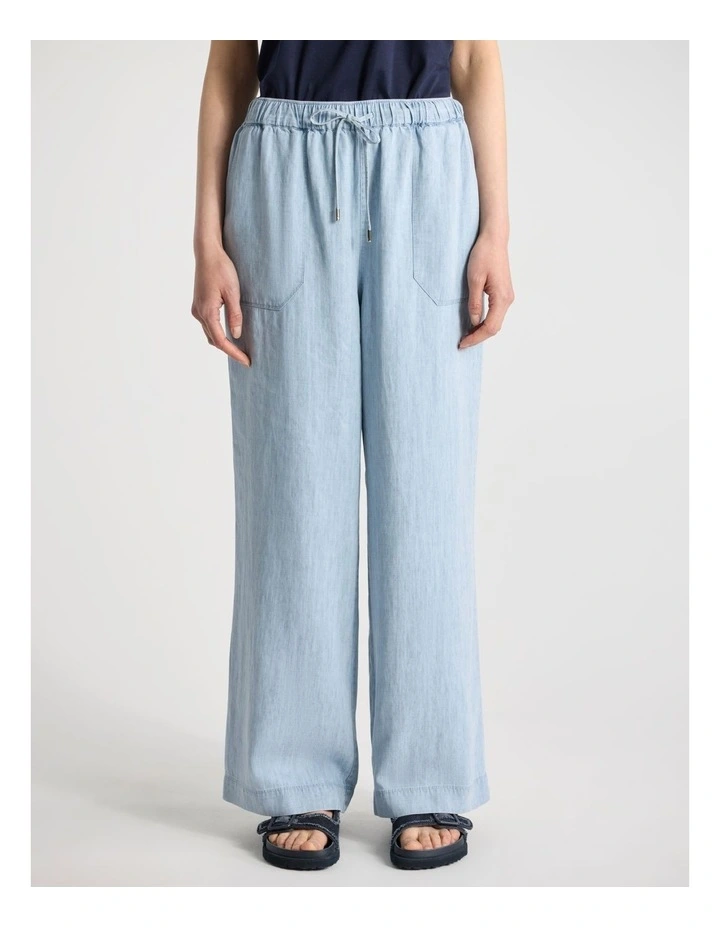Monroe Linen Blend Pant in Washed Blue image 2