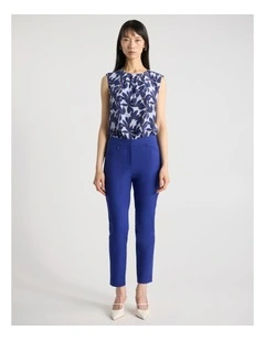 Sarah Compact Cotton Pant in Sapphire Blue