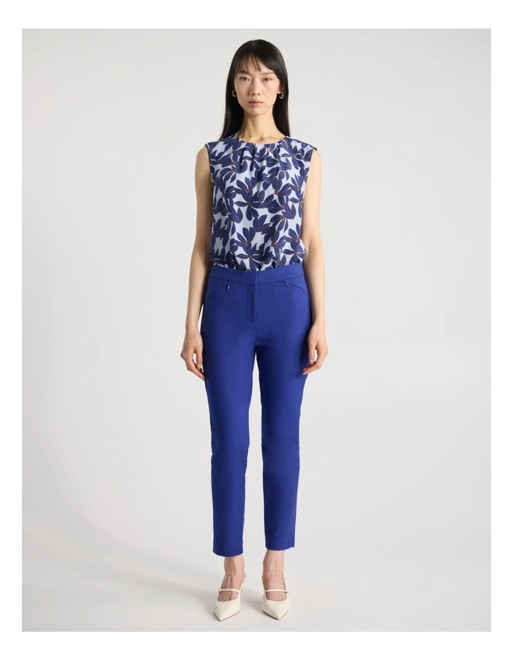 Sarah Compact Cotton Pant in Sapphire Blue image 1