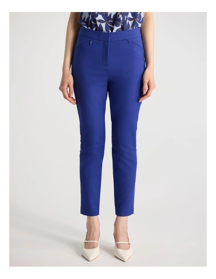 Sarah Compact Cotton Pant in Sapphire Blue image 2
