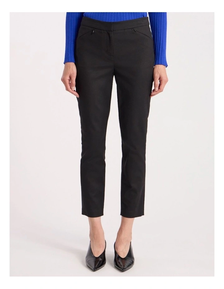 Sarah Compact Cotton Pant in Black image 2