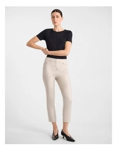 Sarah Compact Cotton Pant in Stone