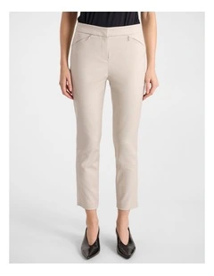 Sarah Compact Cotton Pant in Stone