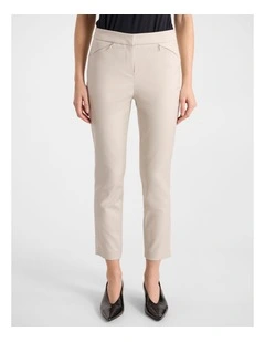Sarah Compact Cotton Pant in Stone