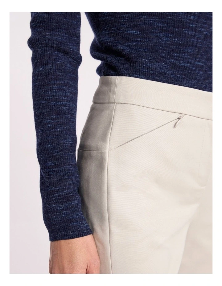 Sarah Compact Cotton Pant in Stone image 3