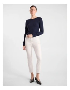 Sarah Compact Cotton Pant in White