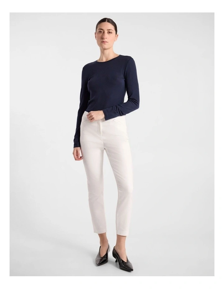 Sarah Compact Cotton Pant in White image 1