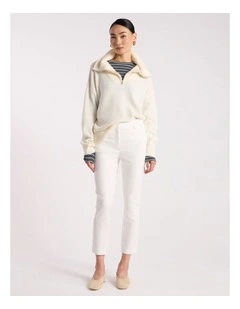 Sarah Compact Cotton Pant in White