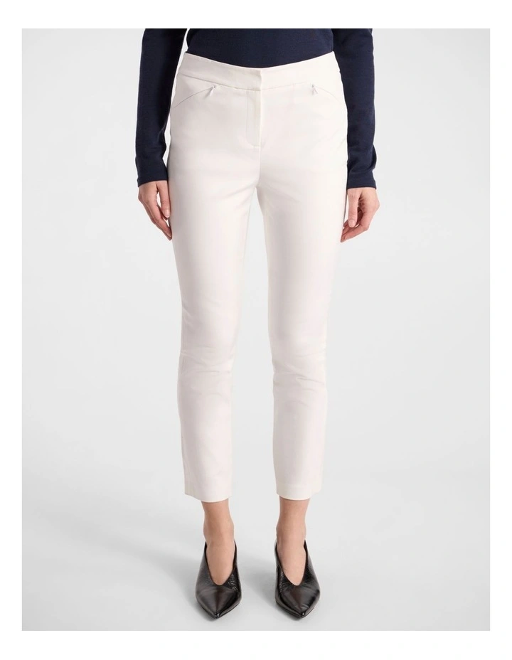 Sarah Compact Cotton Pant in White image 2