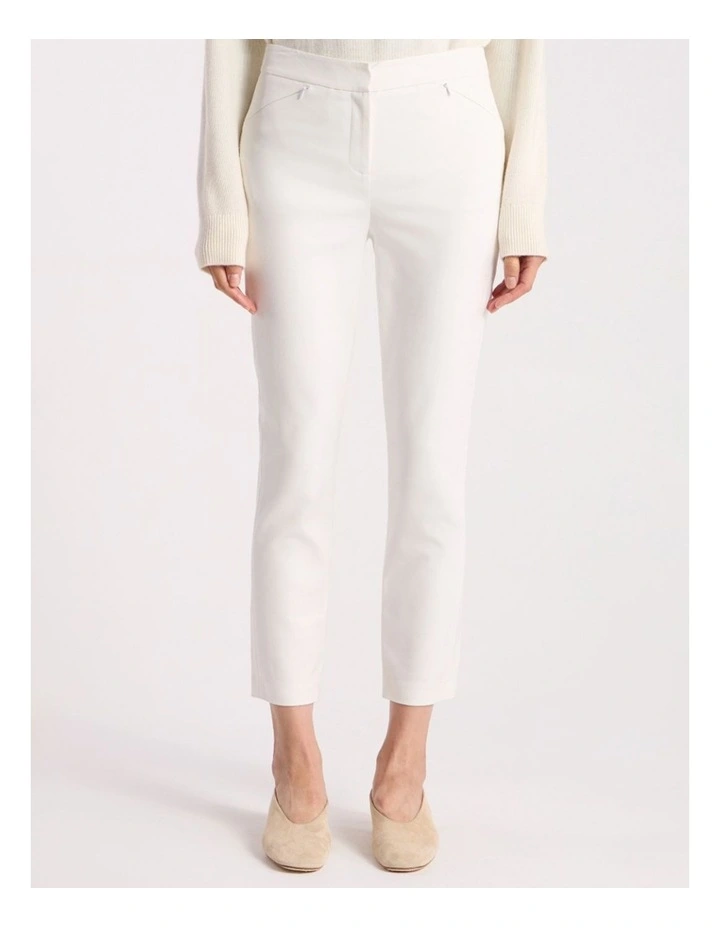 Sarah Compact Cotton Pant in White image 2
