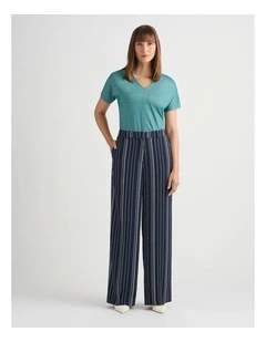 Peregrine Wide Leg Pant in Navy Stripe