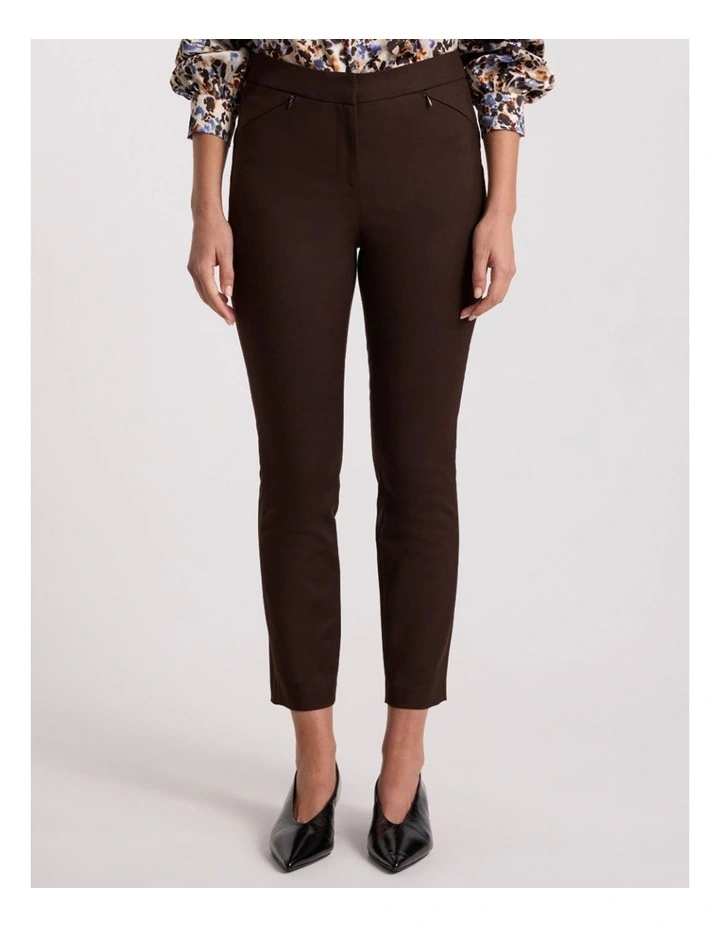 Sarah Compact Cotton Pant in Coffee image 2