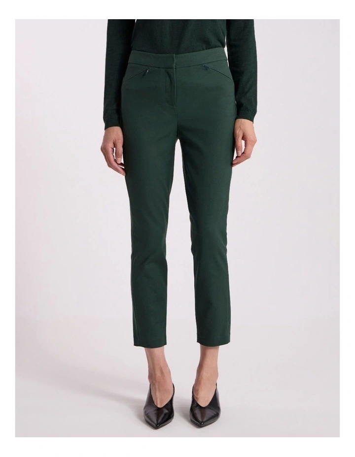 Sarah Compact Cotton Pant in Deep Pine image 2