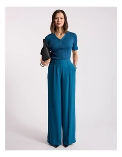 Bronte Wide Leg Pant in Prussian Blue