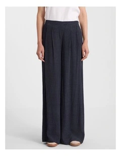Tanah Wide Leg Pant in Navy Check