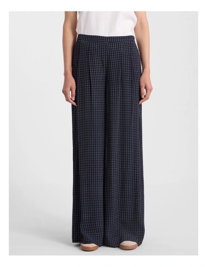 Tanah Wide Leg Pant in Navy Check image 1