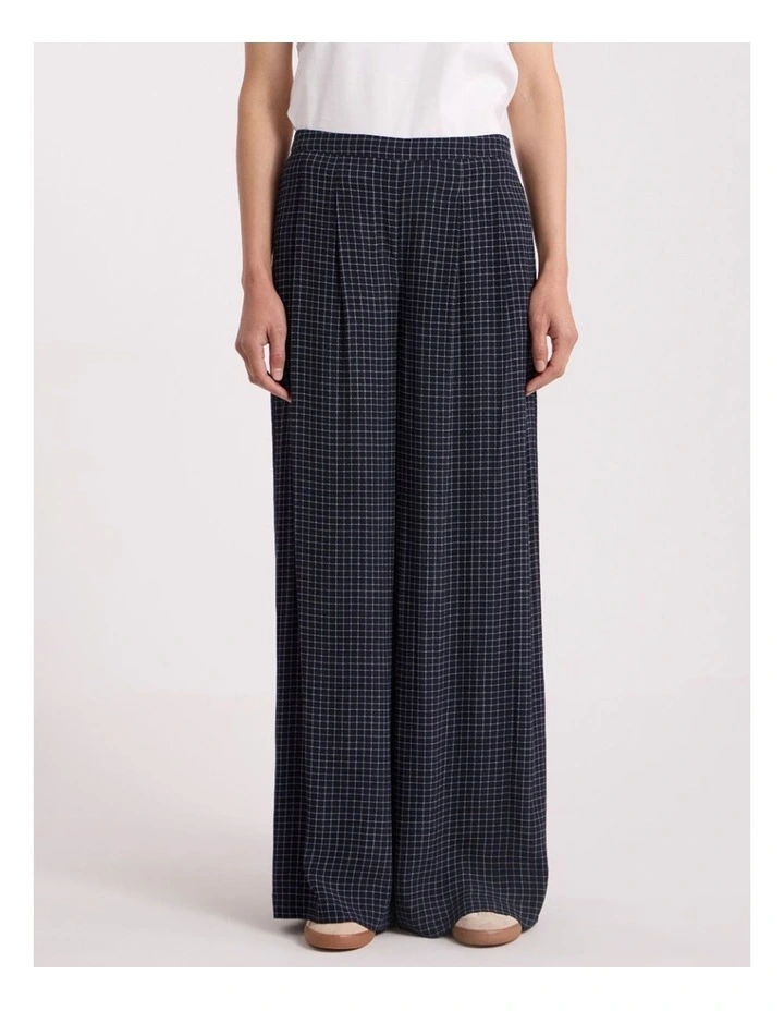 Tanah Wide Leg Pant in Navy Check image 2