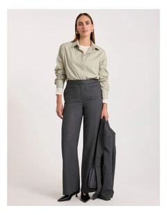 Domini Pinstripe Wide Leg Pant in Charcoal Stripe
