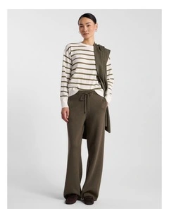 Velma Crop Knit Pant in Olio Green