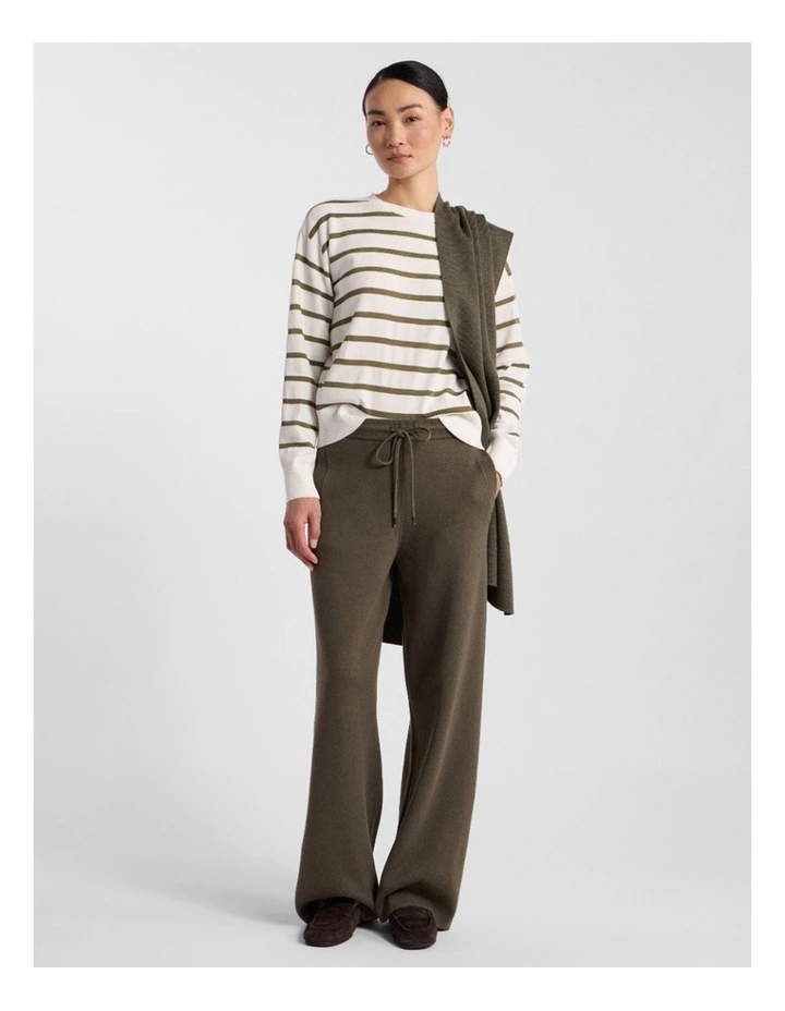 Velma Crop Knit Pant in Olio Green image 2