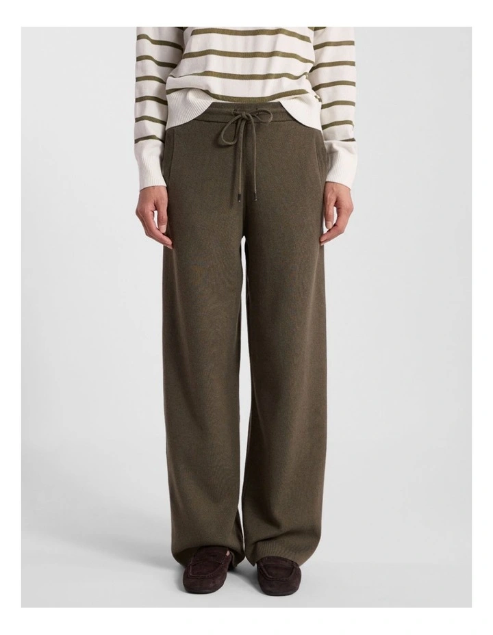 Velma Crop Knit Pant in Olio Green image 2