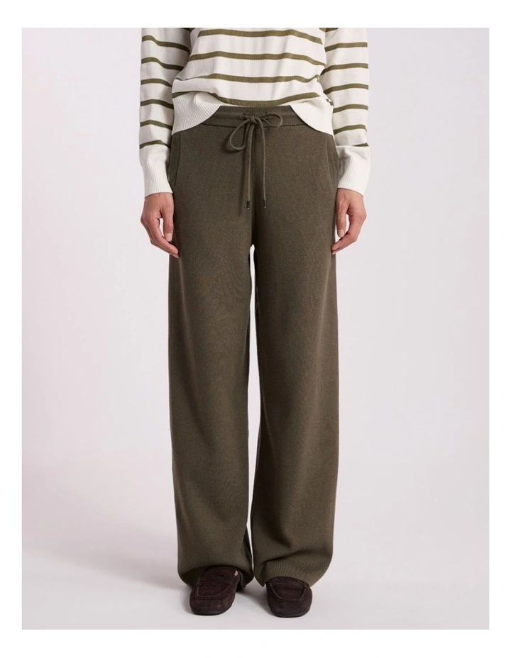 Velma Crop Knit Pant in Olio Green image 2