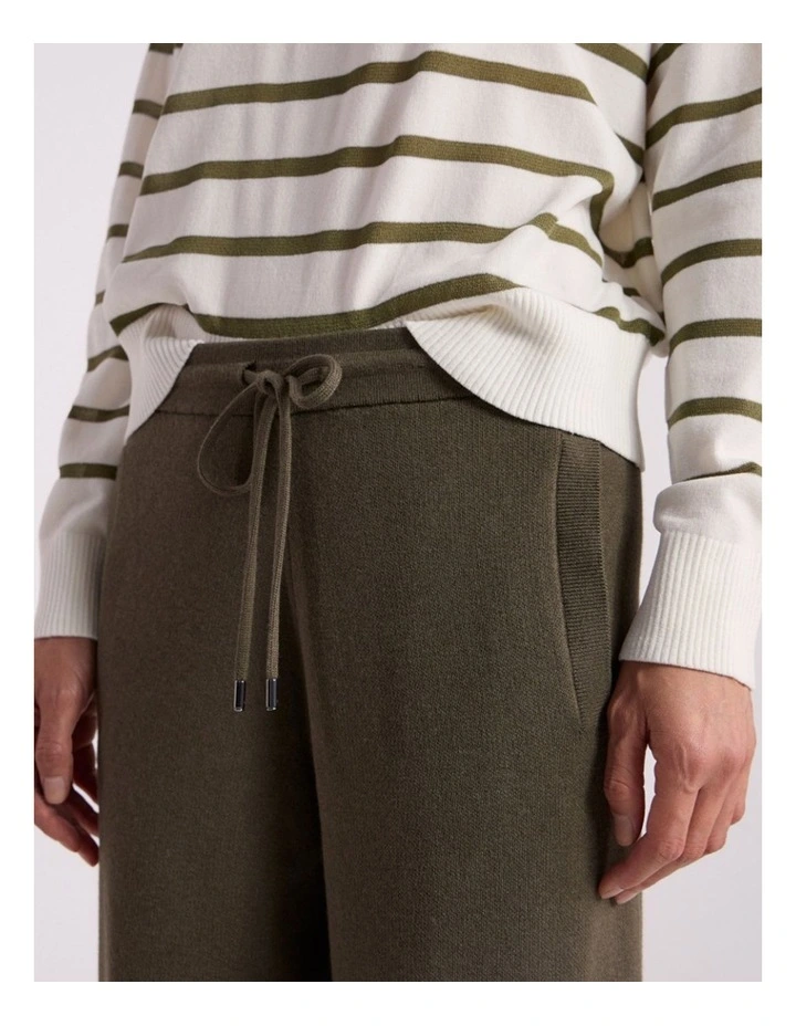 Velma Crop Knit Pant in Olio Green image 3