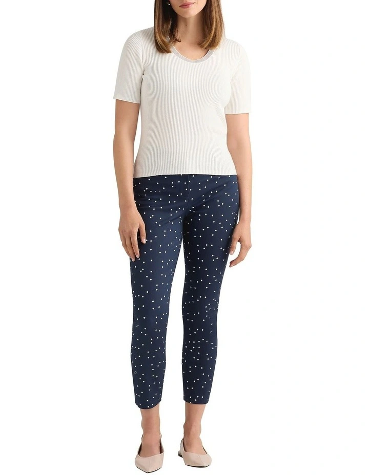 Adriana Compact Cotton Pant in Navy/Ivory image 1