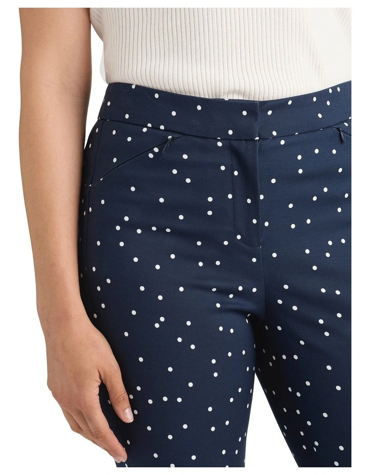 Adriana Compact Cotton Pant in Navy/Ivory image 3