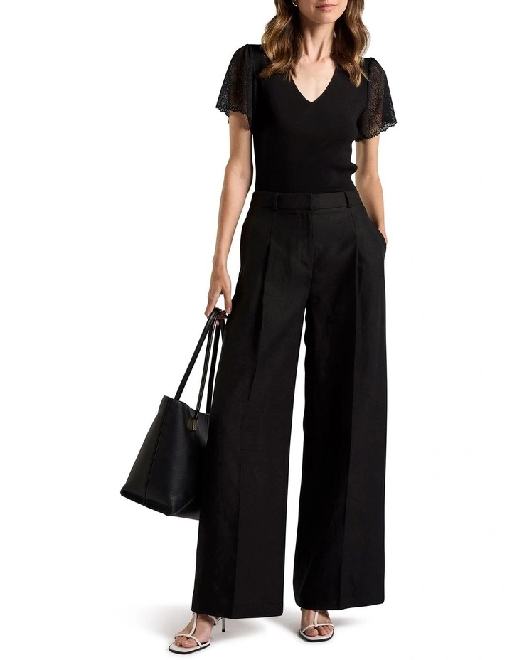 Althea Linen Blend Pant in Black image 1