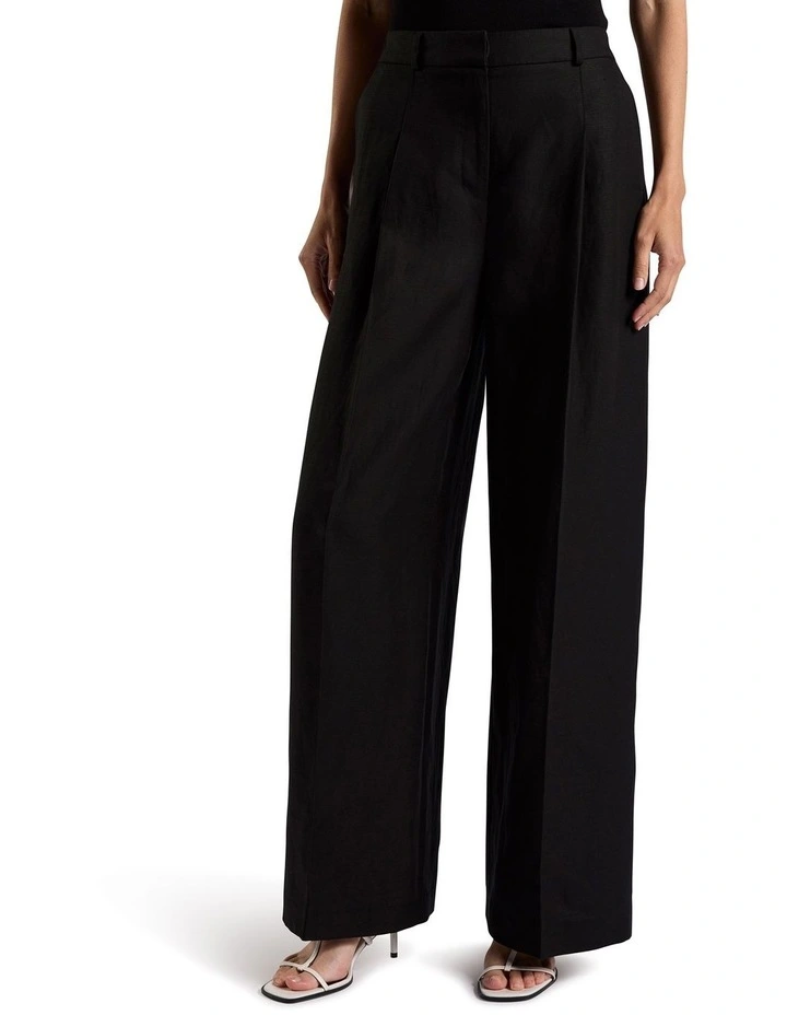 Althea Linen Blend Pant in Black image 2