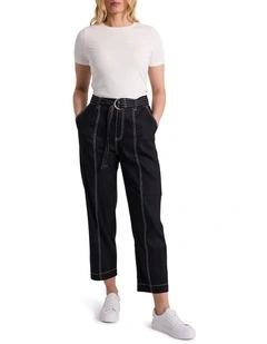 Danna Linen Blend Pant in Black