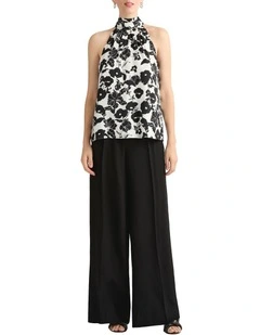 Bronte Wide Leg Pleat Pant in Black